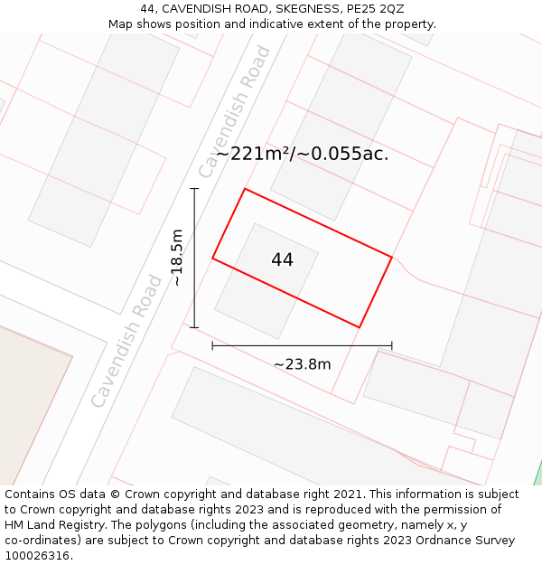 44, CAVENDISH ROAD, SKEGNESS, PE25 2QZ: Plot and title map