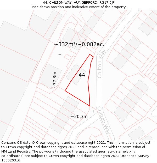 44, CHILTON WAY, HUNGERFORD, RG17 0JR: Plot and title map