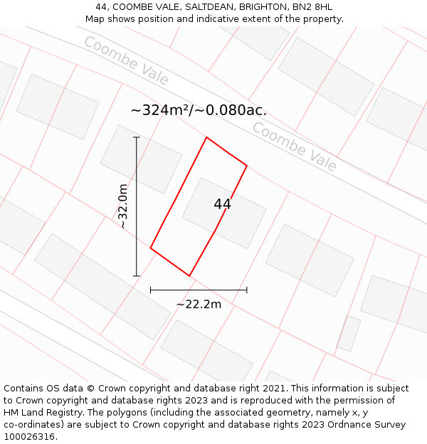 44, COOMBE VALE, SALTDEAN, BRIGHTON, BN2 8HL: Plot and title map
