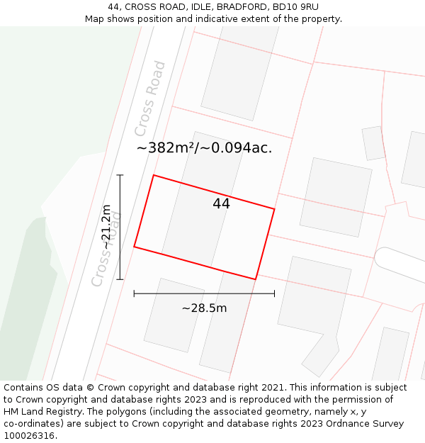 44, CROSS ROAD, IDLE, BRADFORD, BD10 9RU: Plot and title map