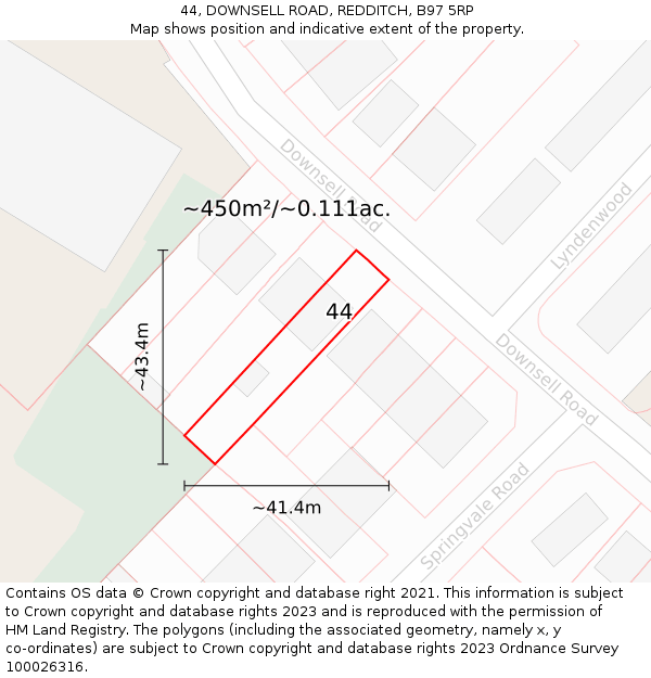 44, DOWNSELL ROAD, REDDITCH, B97 5RP: Plot and title map