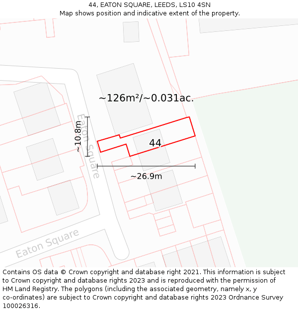 44, EATON SQUARE, LEEDS, LS10 4SN: Plot and title map