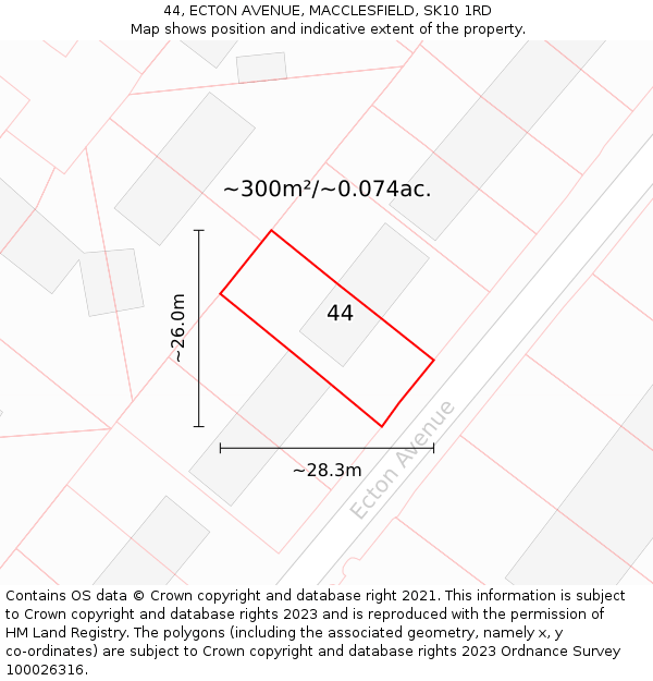 44, ECTON AVENUE, MACCLESFIELD, SK10 1RD: Plot and title map