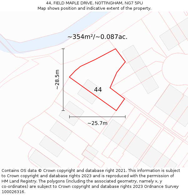 44, FIELD MAPLE DRIVE, NOTTINGHAM, NG7 5PU: Plot and title map