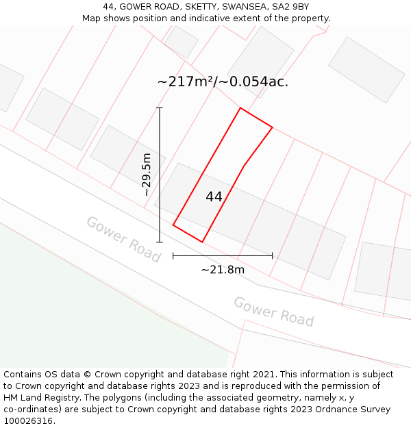 44, GOWER ROAD, SKETTY, SWANSEA, SA2 9BY: Plot and title map