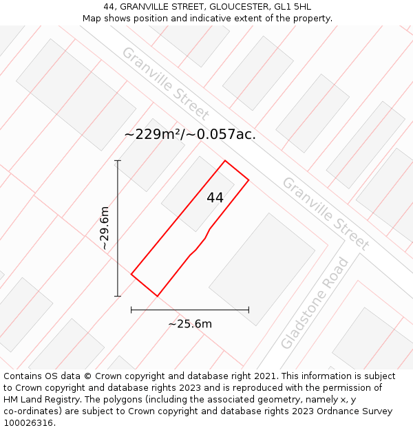 44, GRANVILLE STREET, GLOUCESTER, GL1 5HL: Plot and title map
