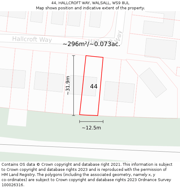 44, HALLCROFT WAY, WALSALL, WS9 8UL: Plot and title map