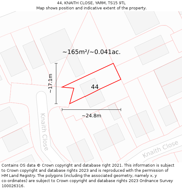 44, KNAITH CLOSE, YARM, TS15 9TL: Plot and title map