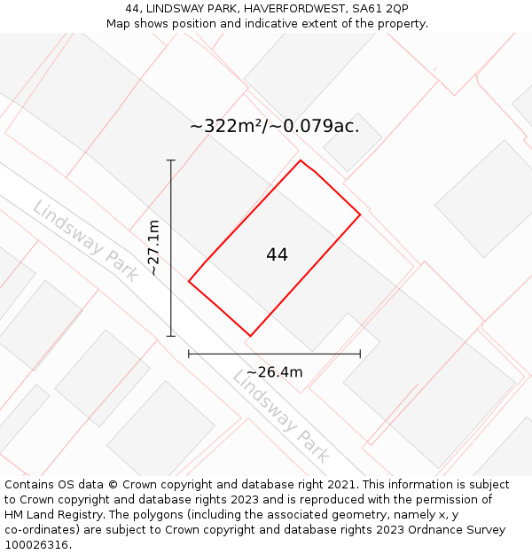 44, LINDSWAY PARK, HAVERFORDWEST, SA61 2QP: Plot and title map