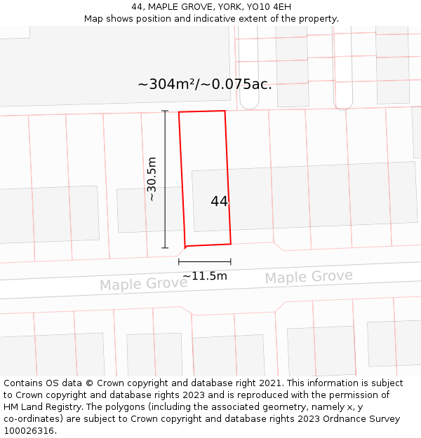 44, MAPLE GROVE, YORK, YO10 4EH: Plot and title map