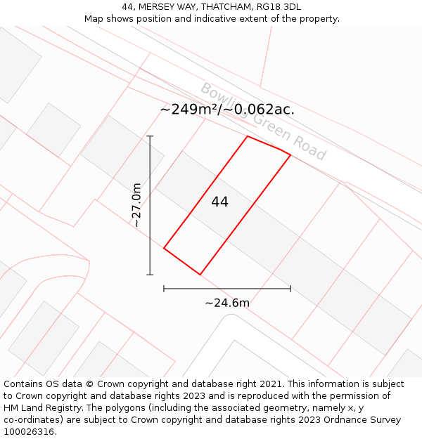 44, MERSEY WAY, THATCHAM, RG18 3DL: Plot and title map