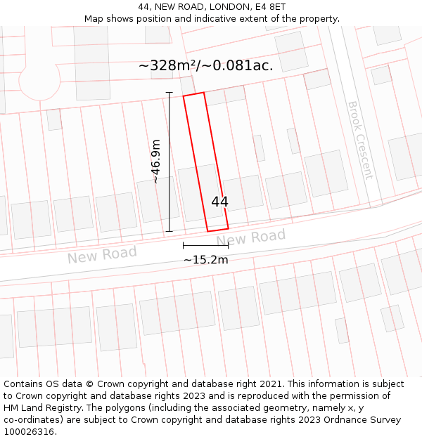 44, NEW ROAD, LONDON, E4 8ET: Plot and title map