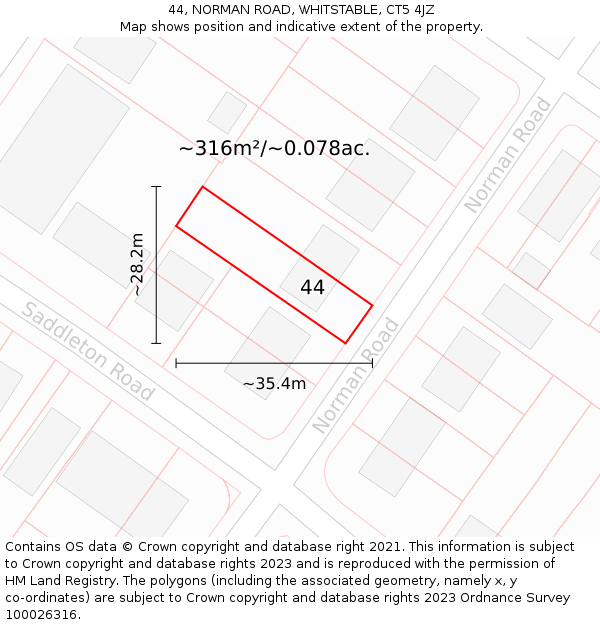 44, NORMAN ROAD, WHITSTABLE, CT5 4JZ: Plot and title map