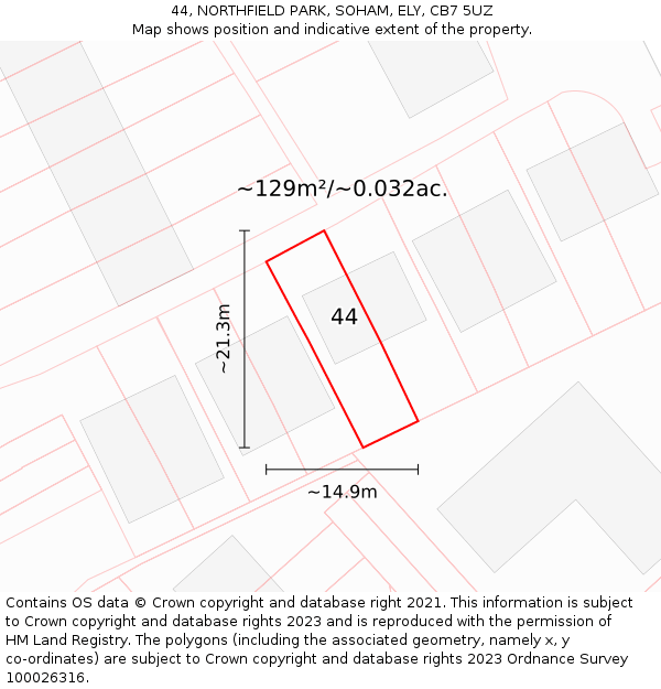44, NORTHFIELD PARK, SOHAM, ELY, CB7 5UZ: Plot and title map