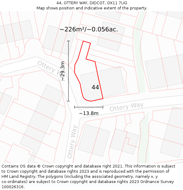 44, OTTERY WAY, DIDCOT, OX11 7UG: Plot and title map