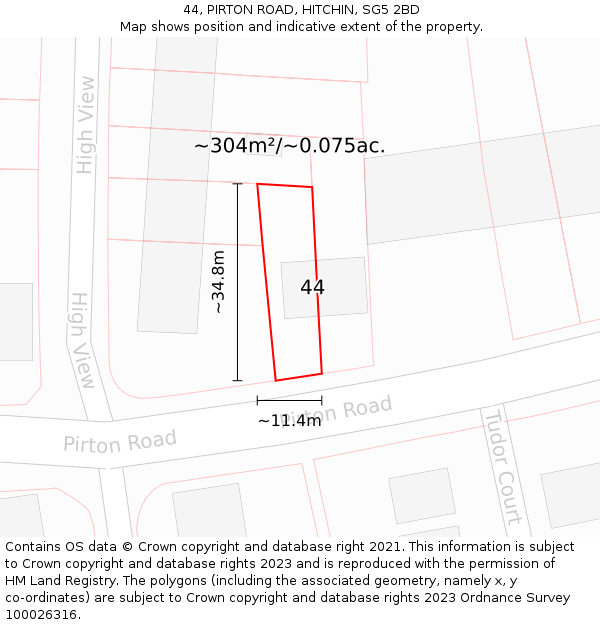 44, PIRTON ROAD, HITCHIN, SG5 2BD: Plot and title map