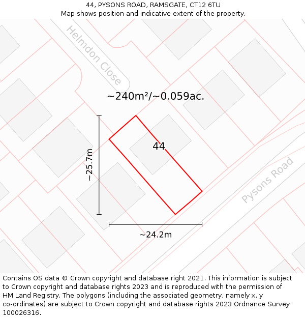 44, PYSONS ROAD, RAMSGATE, CT12 6TU: Plot and title map