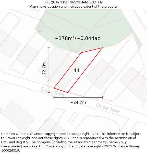 44, QUAY SIDE, FRODSHAM, WA6 7JN: Plot and title map