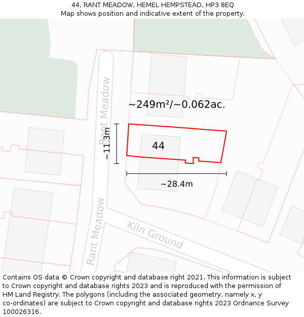 44, RANT MEADOW, HEMEL HEMPSTEAD, HP3 8EQ: Plot and title map