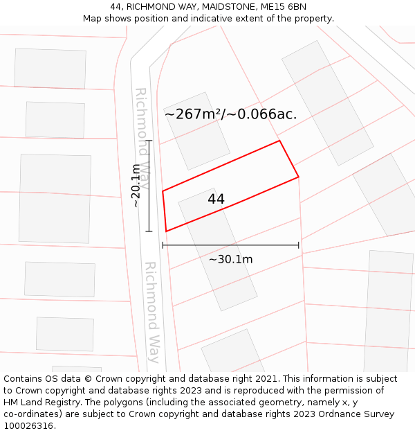 44, RICHMOND WAY, MAIDSTONE, ME15 6BN: Plot and title map