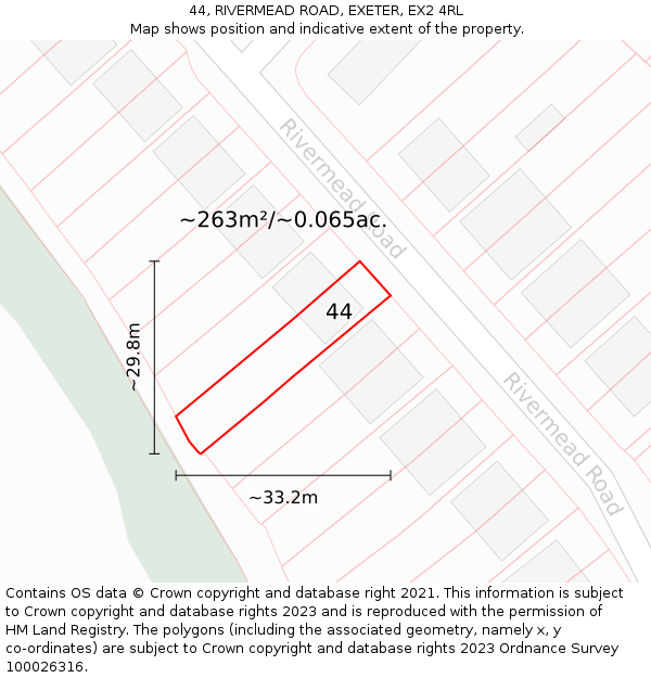 44, RIVERMEAD ROAD, EXETER, EX2 4RL: Plot and title map