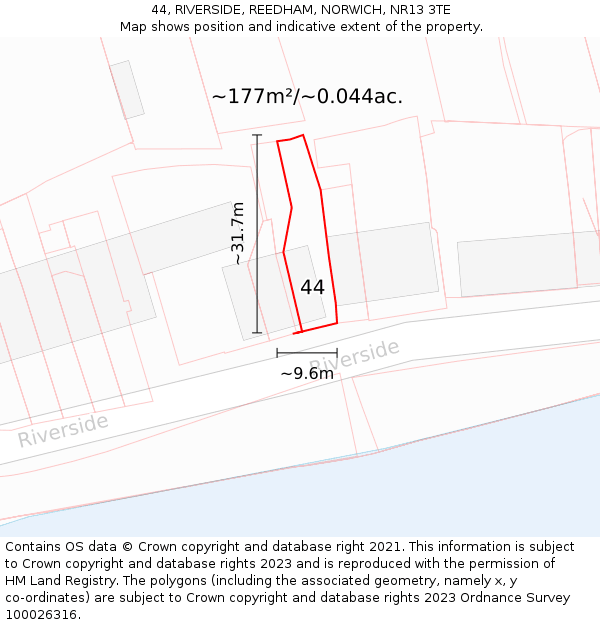 44, RIVERSIDE, REEDHAM, NORWICH, NR13 3TE: Plot and title map