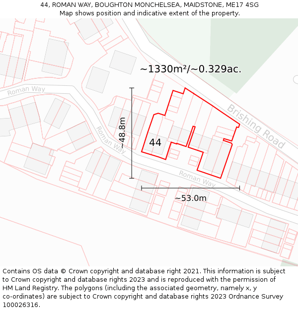 44, ROMAN WAY, BOUGHTON MONCHELSEA, MAIDSTONE, ME17 4SG: Plot and title map