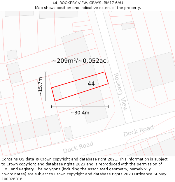 44, ROOKERY VIEW, GRAYS, RM17 6AU: Plot and title map