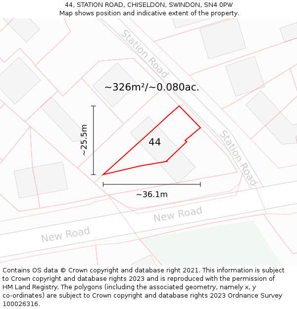 44, STATION ROAD, CHISELDON, SWINDON, SN4 0PW: Plot and title map