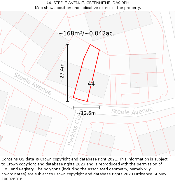 44, STEELE AVENUE, GREENHITHE, DA9 9PH: Plot and title map