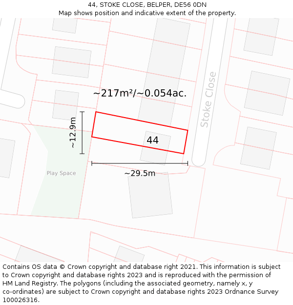 44, STOKE CLOSE, BELPER, DE56 0DN: Plot and title map