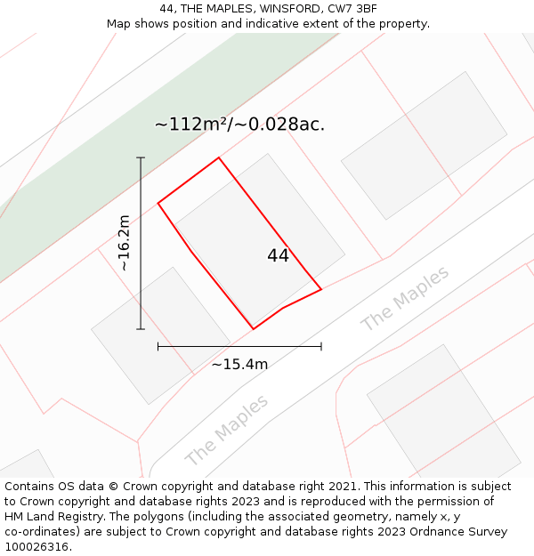44, THE MAPLES, WINSFORD, CW7 3BF: Plot and title map