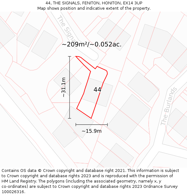 44, THE SIGNALS, FENITON, HONITON, EX14 3UP: Plot and title map