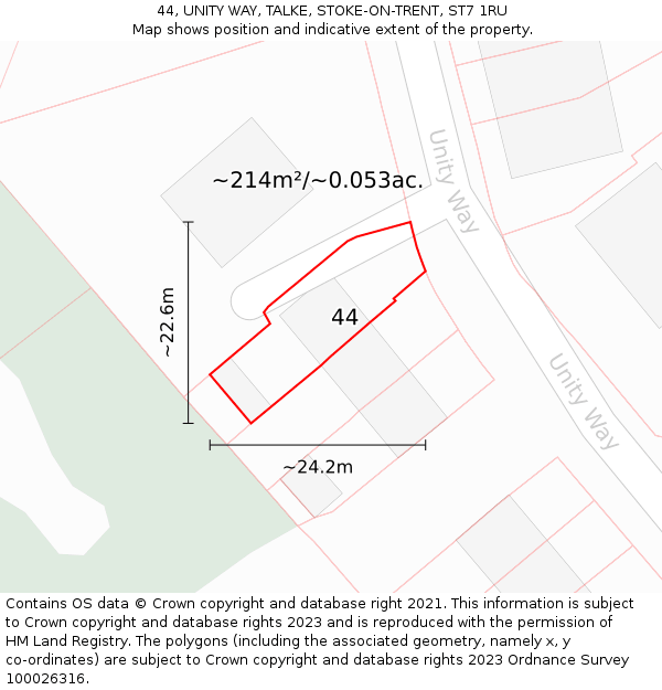 44, UNITY WAY, TALKE, STOKE-ON-TRENT, ST7 1RU: Plot and title map