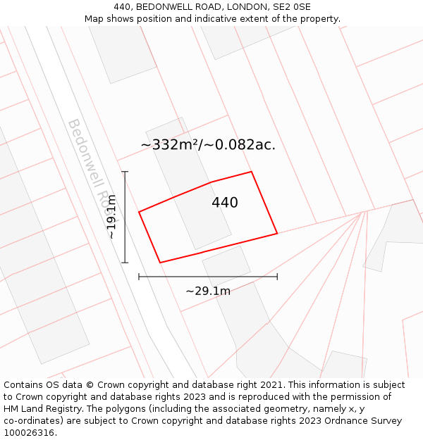 440, BEDONWELL ROAD, LONDON, SE2 0SE: Plot and title map