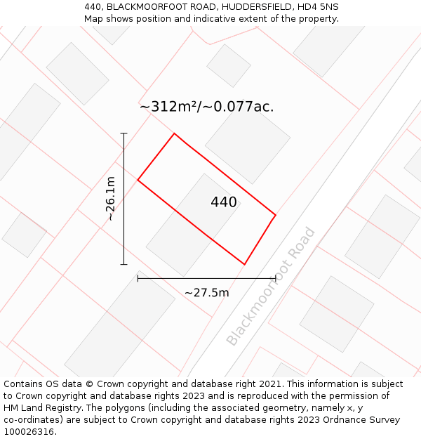 440, BLACKMOORFOOT ROAD, HUDDERSFIELD, HD4 5NS: Plot and title map