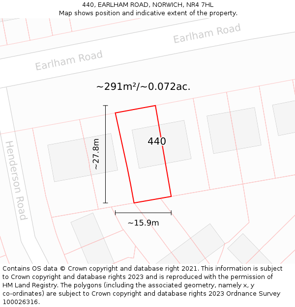 440, EARLHAM ROAD, NORWICH, NR4 7HL: Plot and title map