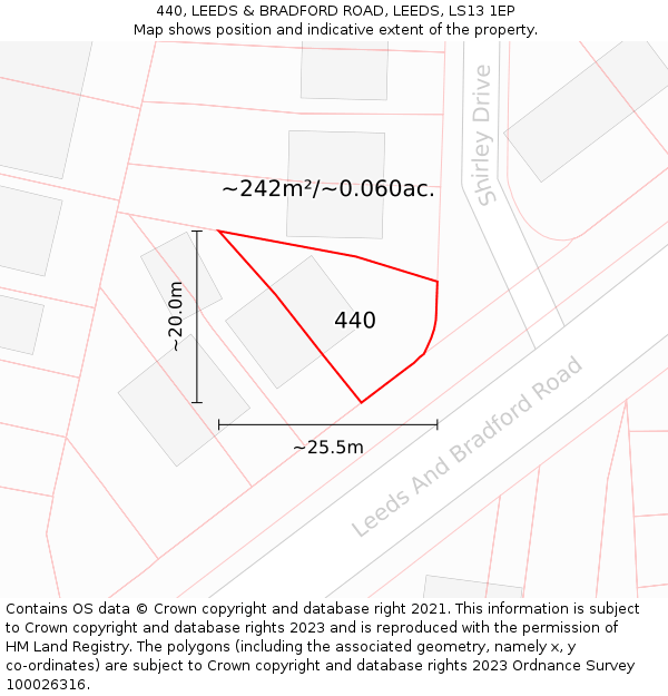 440, LEEDS & BRADFORD ROAD, LEEDS, LS13 1EP: Plot and title map