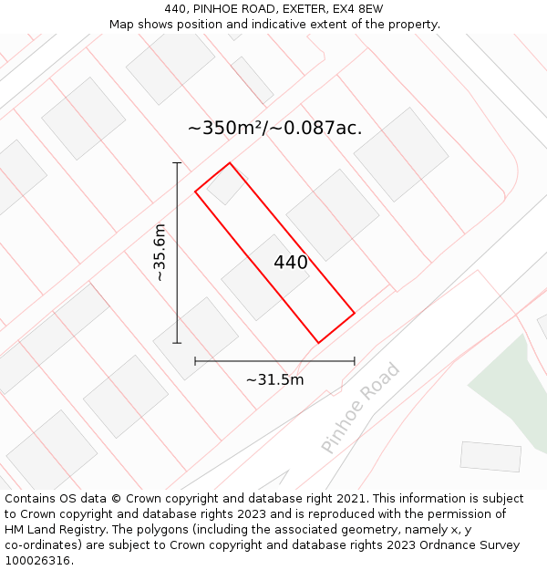 440, PINHOE ROAD, EXETER, EX4 8EW: Plot and title map
