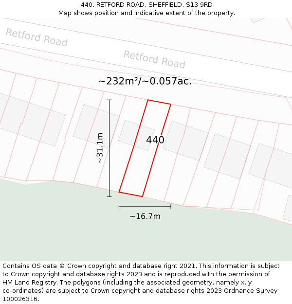 440, RETFORD ROAD, SHEFFIELD, S13 9RD: Plot and title map