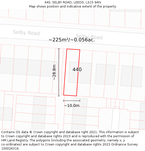 440, SELBY ROAD, LEEDS, LS15 9AN: Plot and title map
