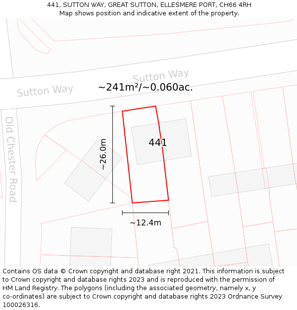 441, SUTTON WAY, GREAT SUTTON, ELLESMERE PORT, CH66 4RH: Plot and title map