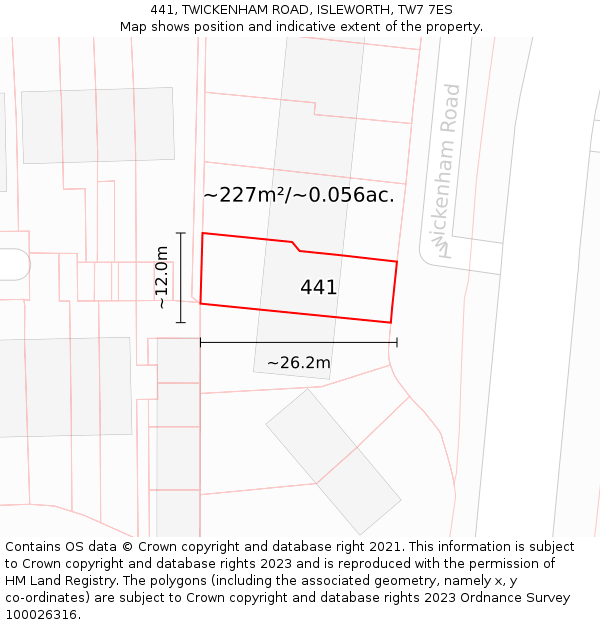 441, TWICKENHAM ROAD, ISLEWORTH, TW7 7ES: Plot and title map
