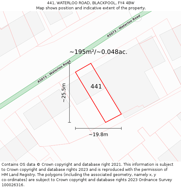 441, WATERLOO ROAD, BLACKPOOL, FY4 4BW: Plot and title map