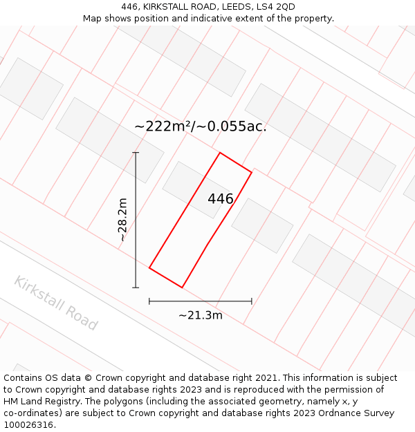 446, KIRKSTALL ROAD, LEEDS, LS4 2QD: Plot and title map