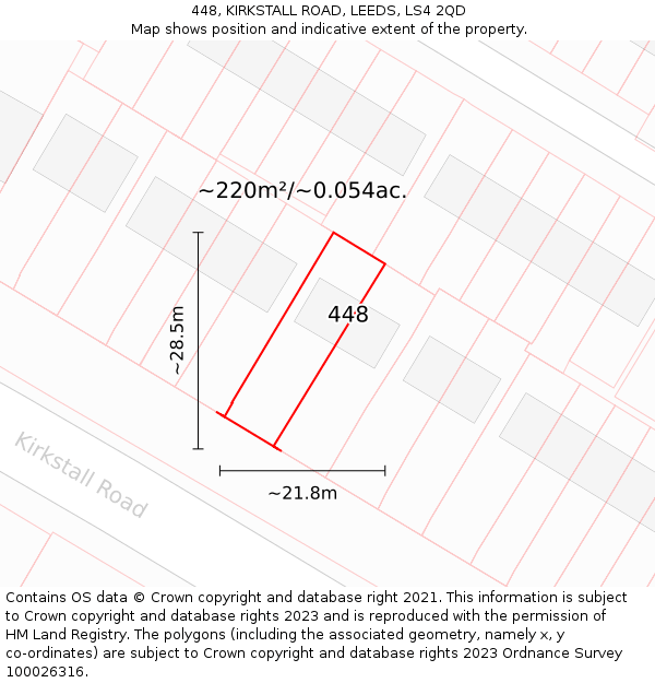 448, KIRKSTALL ROAD, LEEDS, LS4 2QD: Plot and title map