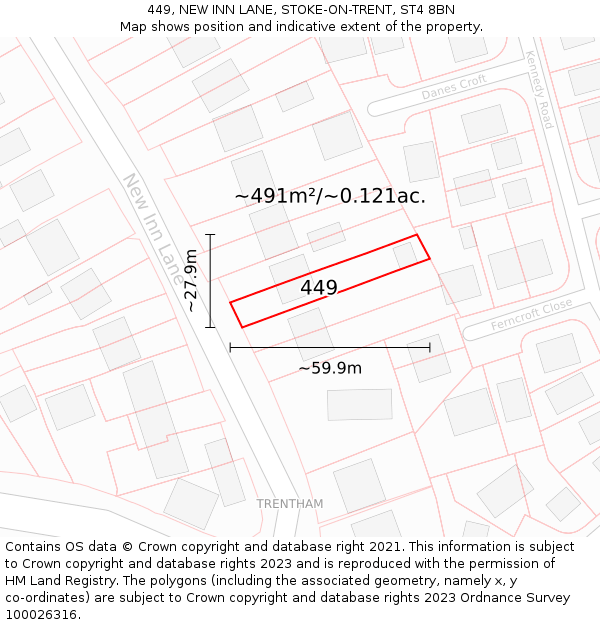 449, NEW INN LANE, STOKE-ON-TRENT, ST4 8BN: Plot and title map