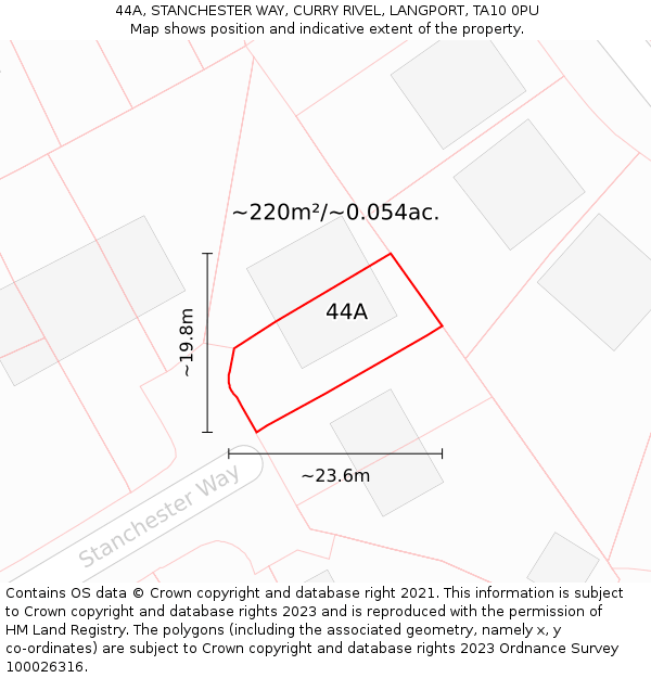 44A, STANCHESTER WAY, CURRY RIVEL, LANGPORT, TA10 0PU: Plot and title map