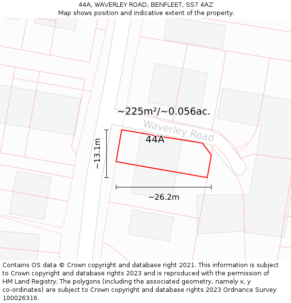 44A, WAVERLEY ROAD, BENFLEET, SS7 4AZ: Plot and title map