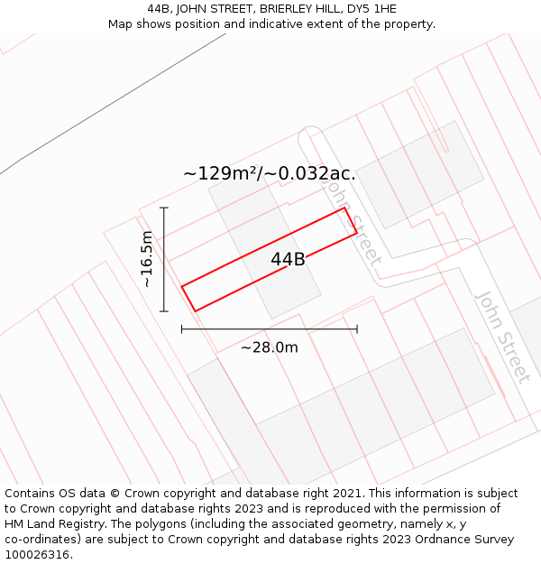 44B, JOHN STREET, BRIERLEY HILL, DY5 1HE: Plot and title map